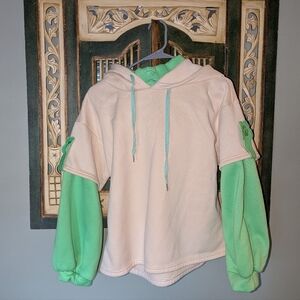 Women Bear Hoodie Patchwork Sweatshirt Long Sleeve Pullover